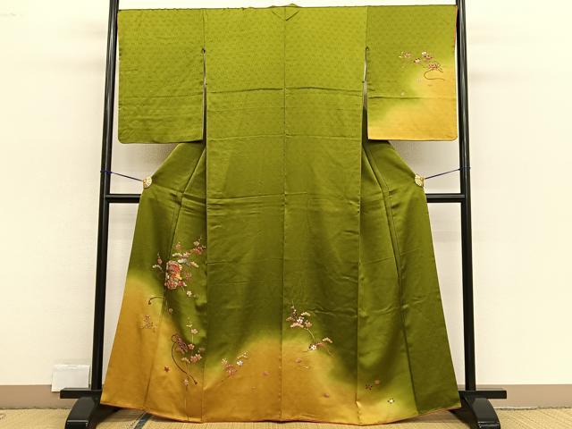 平和屋着物■訪問着　駒刺繍　貝桶松梅文　暈し染め　金彩　正絹　逸品　BAAW3386hv