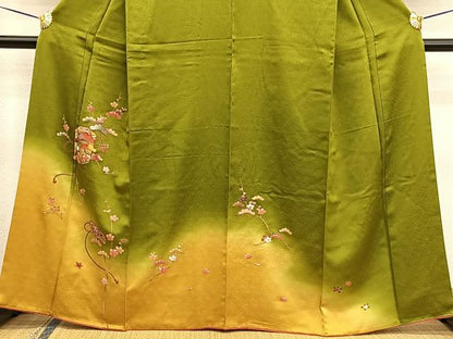 平和屋着物■訪問着　駒刺繍　貝桶松梅文　暈し染め　金彩　正絹　逸品　BAAW3386hv