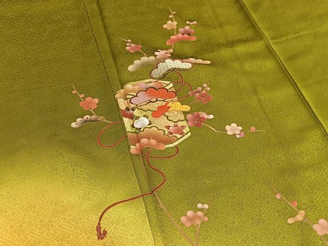 平和屋着物■訪問着　駒刺繍　貝桶松梅文　暈し染め　金彩　正絹　逸品　BAAW3386hv