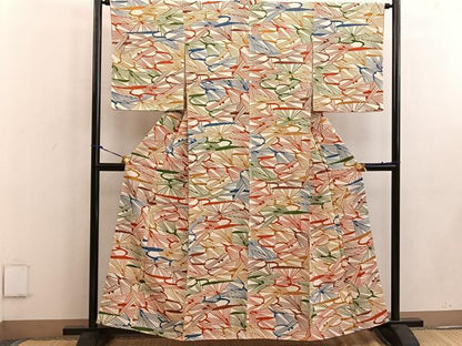 平和屋着物■上質な小紋 型染め 草葉文 正絹 逸品 BAAW3413mz