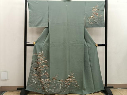 平和屋着物■訪問着 松竹梅 立波風景文 暈し染め 金彩 正絹 逸品 BAAW3425mz