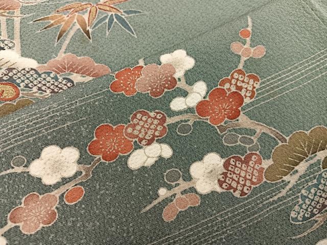 平和屋着物■訪問着 松竹梅 立波風景文 暈し染め 金彩 正絹 逸品 BAAW3425mz
