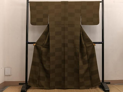 平和屋着物●上質な小紋 市松文様 正絹 逸品 BAAW3431mz