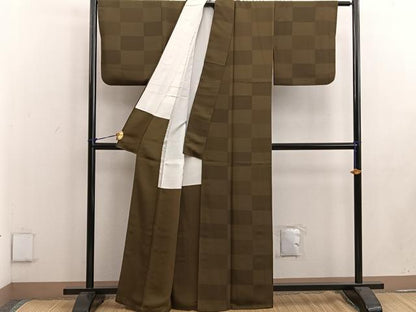 平和屋着物●上質な小紋 市松文様 正絹 逸品 BAAW3431mz