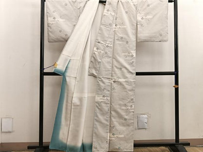 平和屋着物●本場大島紬 白大島 9マルキ エ霞枝花文 正絹 逸品 BAAW3433mz