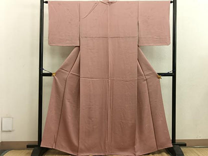 平和屋着物●上質な色無地 吹き寄せ地紋 遠州茶色 正絹 逸品 BAAW3439mz