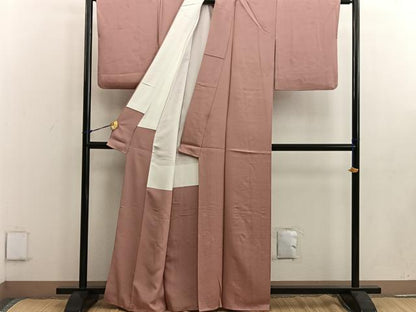 平和屋着物●上質な色無地 吹き寄せ地紋 遠州茶色 正絹 逸品 BAAW3439mz