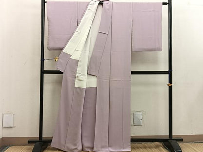 平和屋着物●上質な色無地 灰桜色 正絹 逸品 BAAW3448mz