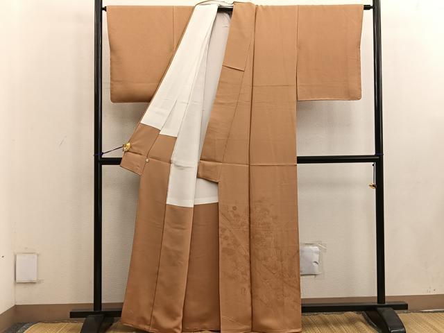 平和屋着物●豪華色留袖 七宝菊花地紋 琥珀色 正絹 逸品 BAAW3451mz