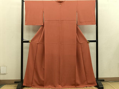 平和屋着物●上質な紬 赤茶色 正絹 逸品 BAAW3457mz