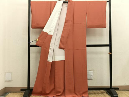 平和屋着物●上質な紬 赤茶色 正絹 逸品 BAAW3457mz