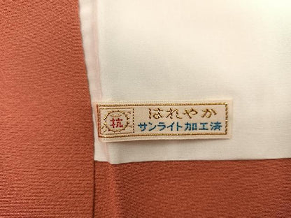 平和屋着物●上質な紬 赤茶色 正絹 逸品 BAAW3457mz
