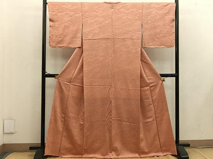 平和屋着物●上質な色無地 芝草地紋 黄丹色 正絹 逸品 未使用 BAAW3458mz
