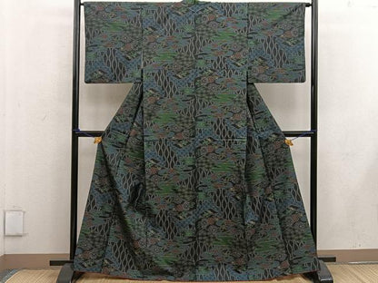 平和屋着物●本場大島紬 立涌花文 正絹 逸品 BAAW3459mz