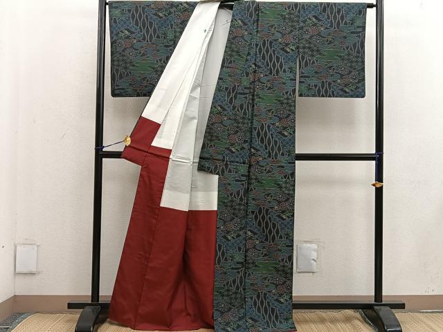 平和屋着物●本場大島紬 立涌花文 正絹 逸品 BAAW3459mz