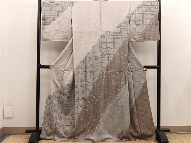 平和屋着物●訪問着 胴抜き仕立て 七宝花丸文 暈し染め 金彩 正絹 逸品 BAAW3460mz