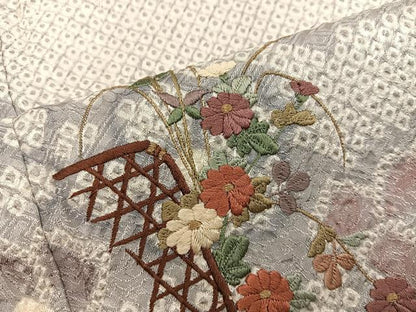 平和屋着物●訪問着 絞り 刺繍 菊花文 金彩 正絹 逸品 BAAW3463mz