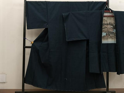 平和屋着物●男性 紬 アンサンブル 百入茶色 正絹 逸品 未使用 BAAW3466mz