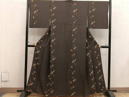 平和屋着物●上質な小紋 ひょうたん楓文 蛍暈し 正絹 逸品 BAAW3474mz