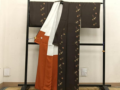 平和屋着物●上質な小紋 ひょうたん楓文 蛍暈し 正絹 逸品 BAAW3474mz