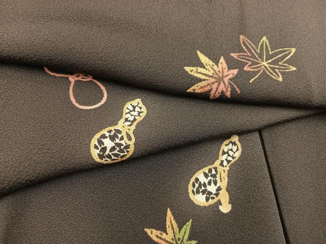 平和屋着物●上質な小紋 ひょうたん楓文 蛍暈し 正絹 逸品 BAAW3474mz