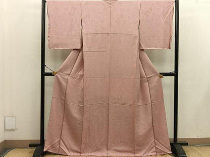 平和屋着物●上質な色無地 草花地紋 宍色 正絹 逸品 未使用 BAAW3476mz