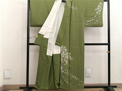 平和屋着物●染師 故・山代谷隆 訪問着 枝花文 正絹 逸品 BAAW3477mz