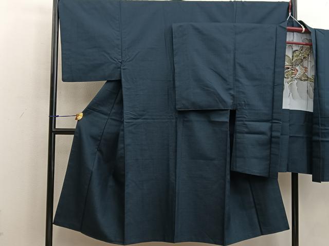 平和屋着物●男性 紬 アンサンブル 80亀甲 正絹 逸品 BAAW3483mz