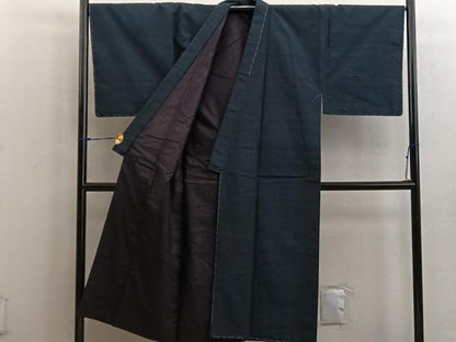 平和屋着物●男性 紬 黒緑色 正絹 逸品 未使用 BAAW3484mz