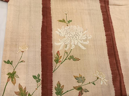 平和屋着物●訪問着 紬地 駒刺繍 乱菊 金彩 正絹 逸品 BAAW3490mz