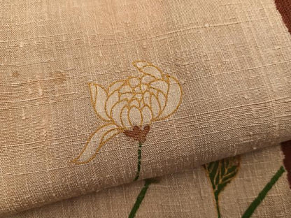 平和屋着物●訪問着 紬地 駒刺繍 乱菊 金彩 正絹 逸品 BAAW3490mz