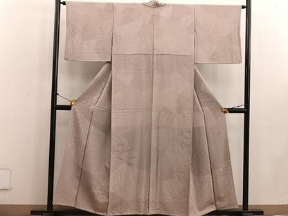 平和屋着物●訪問着 紬地 切嵌青海波花文 正絹 逸品 BAAW3491mz