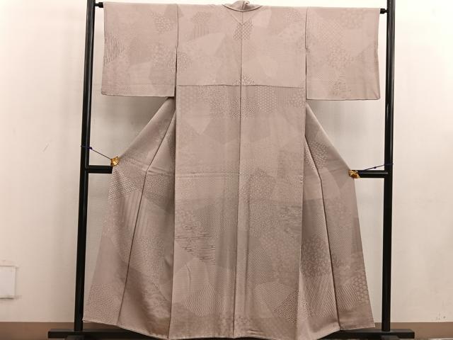 平和屋着物●訪問着 紬地 切嵌青海波花文 正絹 逸品 BAAW3491mz