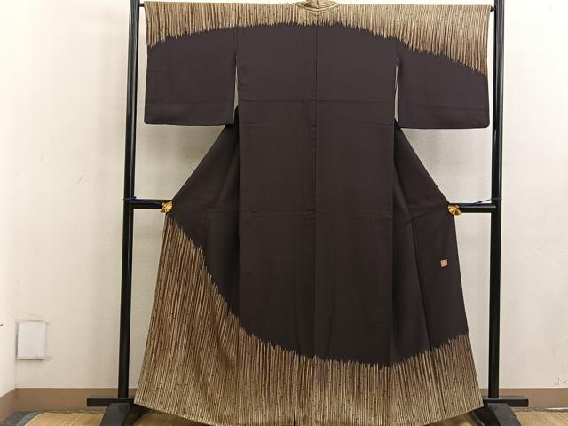 平和屋着物●ファッションデザイナー 花井幸子 訪問着 手描き 竹 正絹 逸品 BAAW3493mz