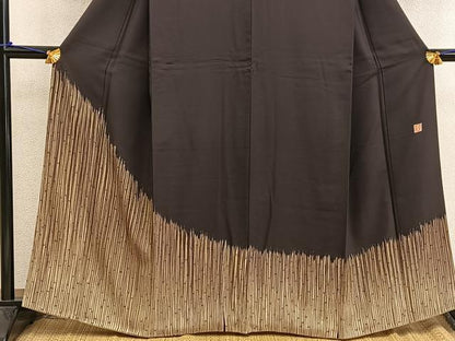 平和屋着物●ファッションデザイナー 花井幸子 訪問着 手描き 竹 正絹 逸品 BAAW3493mz