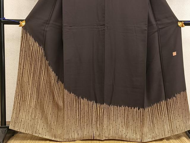 平和屋着物●ファッションデザイナー 花井幸子 訪問着 手描き 竹 正絹 逸品 BAAW3493mz