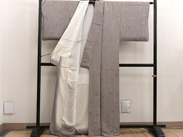 平和屋着物●上質な色無地 草花地紋 黄枯茶色 正絹 逸品 BAAW3495mz