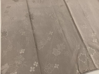平和屋着物●上質な色無地 草花地紋 黄枯茶色 正絹 逸品 BAAW3495mz