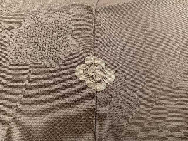 平和屋着物●上質な色無地 草花地紋 黄枯茶色 正絹 逸品 BAAW3495mz