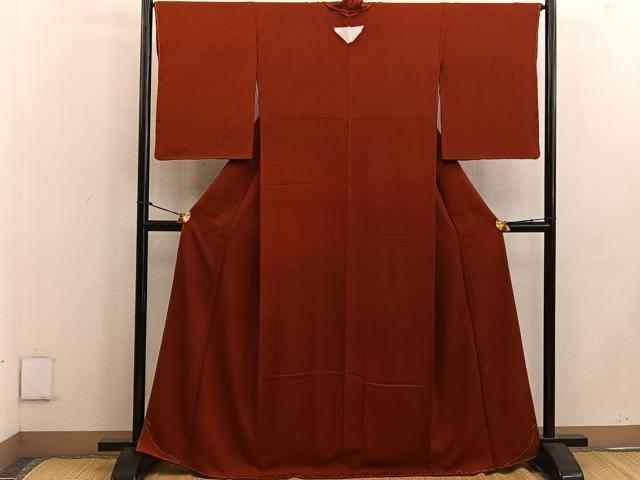 平和屋着物●上質な色無地 樹林地紋 蘇芳色 正絹 逸品 未使用 BAAW3496mz