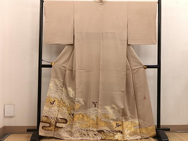 平和屋着物●豪華色留袖 作家物 刺繍 花鳥文 金彩 正絹 逸品 BAAW3498mz