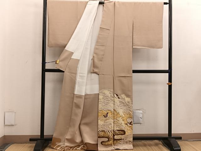 平和屋着物●豪華色留袖 作家物 刺繍 花鳥文 金彩 正絹 逸品 BAAW3498mz