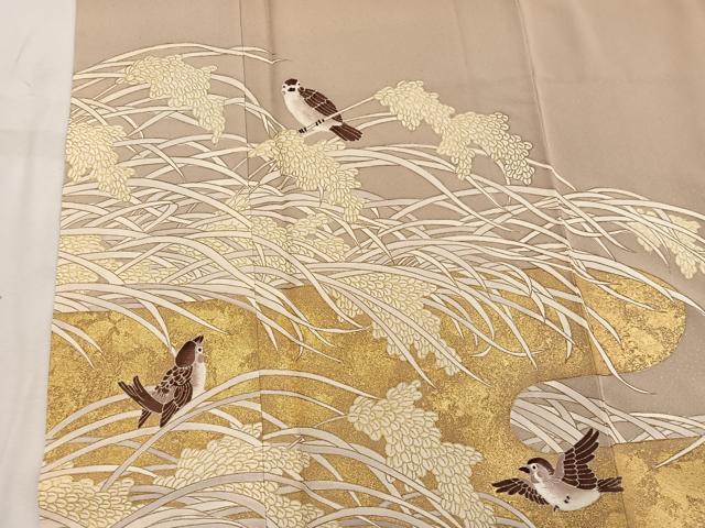 平和屋着物●豪華色留袖 作家物 刺繍 花鳥文 金彩 正絹 逸品 BAAW3498mz
