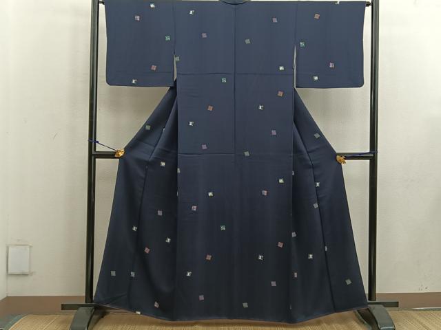 平和屋着物●上質な小紋 色紙花蝶文 月兎 正絹 逸品 BAAW3499mz