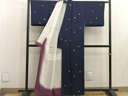 平和屋着物●上質な小紋 色紙花蝶文 月兎 正絹 逸品 BAAW3499mz