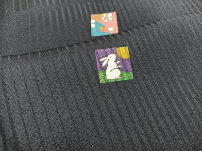 平和屋着物●上質な小紋 色紙花蝶文 月兎 正絹 逸品 BAAW3499mz
