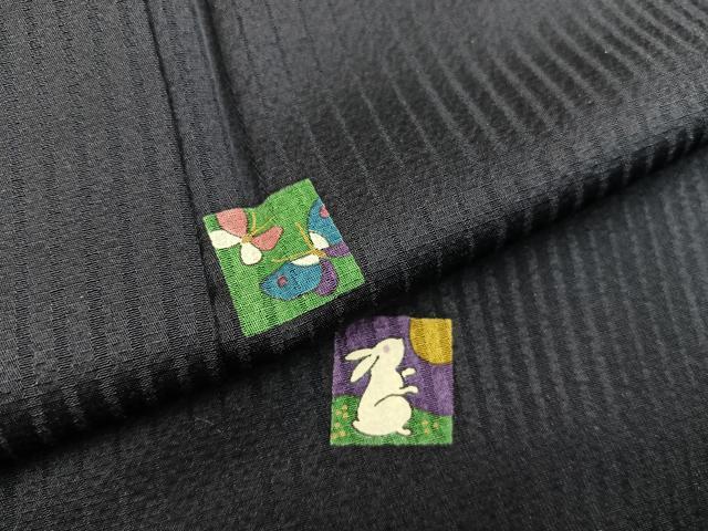 平和屋着物●上質な小紋 色紙花蝶文 月兎 正絹 逸品 BAAW3499mz
