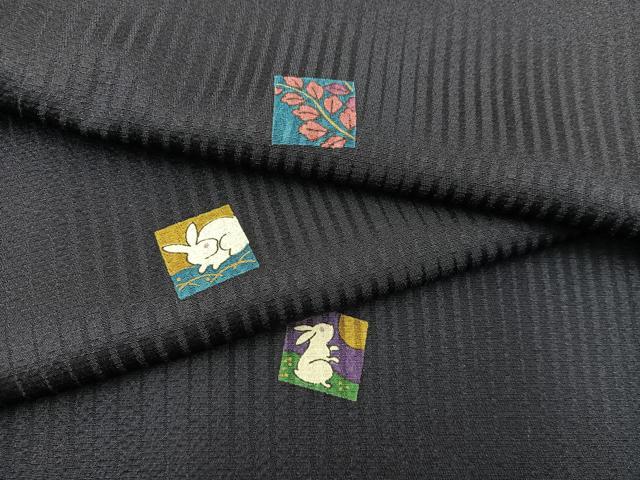 平和屋着物●上質な小紋 色紙花蝶文 月兎 正絹 逸品 BAAW3499mz