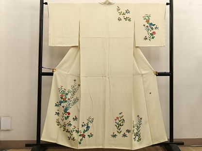 平和屋着物●本加賀友禅作家 鶴見保次 訪問着 草花文 正絹 逸品 BAAW3501mz