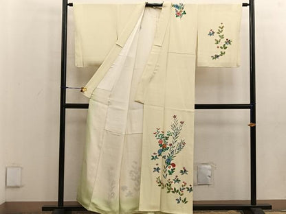 平和屋着物●本加賀友禅作家 鶴見保次 訪問着 草花文 正絹 逸品 BAAW3501mz